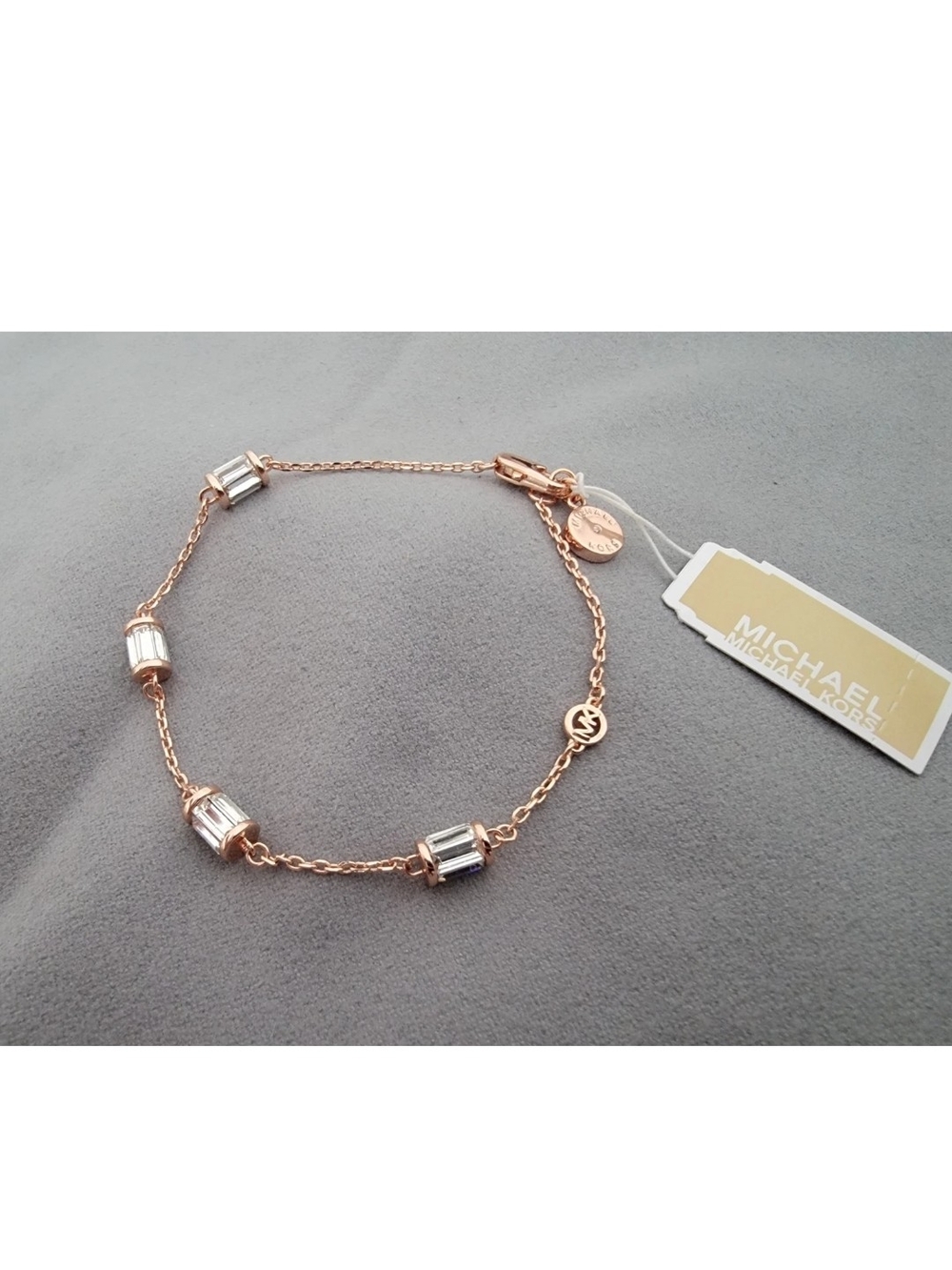 Michael Kors Rose Gold Bracelet with Baguette Crystal Stations